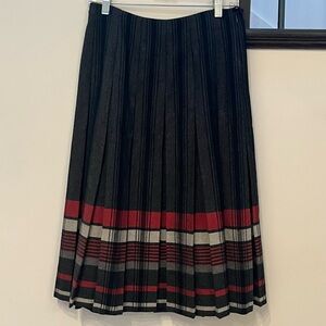Vintage Fletcher Jones New Zealand Wool Midi Pleated Red Grey Black Skirt